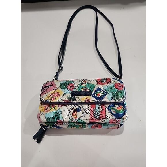 Vera Bradley Crossbody Wristlet Cuban Stamps Small All in One Multicolored - Picture 1 of 11